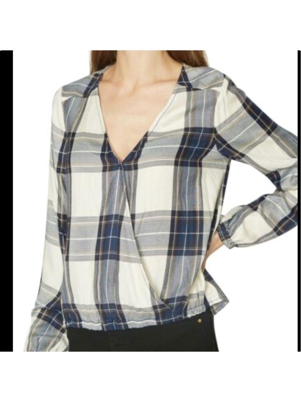 𝅺sanctuary plaid flannel wrap style top size small